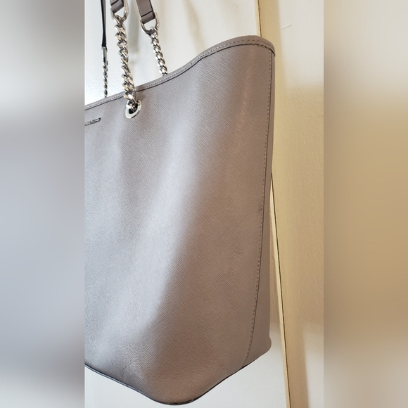 MICHAEL KORS Jet Set Travel Tote Chain Saffiano Leather Gray - Picture 2 of 12